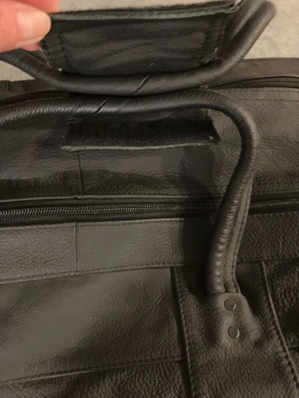 Classic Black Leather Weekender Duffel Bag